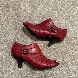 Elegant Red Genuine leather Women's Heeled Boots